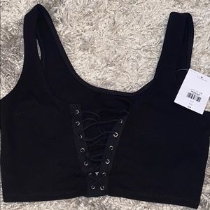 Topshop lace up crop